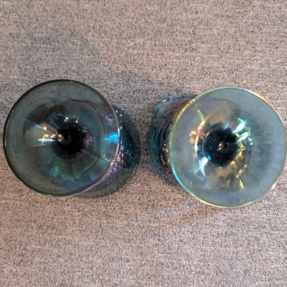 Indiana Carnival Glass, Blue Creamer and Sugar Set in Harvest Grape (No Tray) - Picture 4 of 6